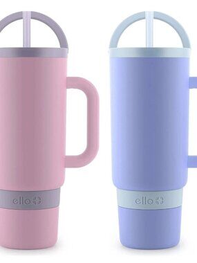 Ello Port 40-oz. Stainless Steel Tumbler with Handle, 2Pk Thistle and Cornflower